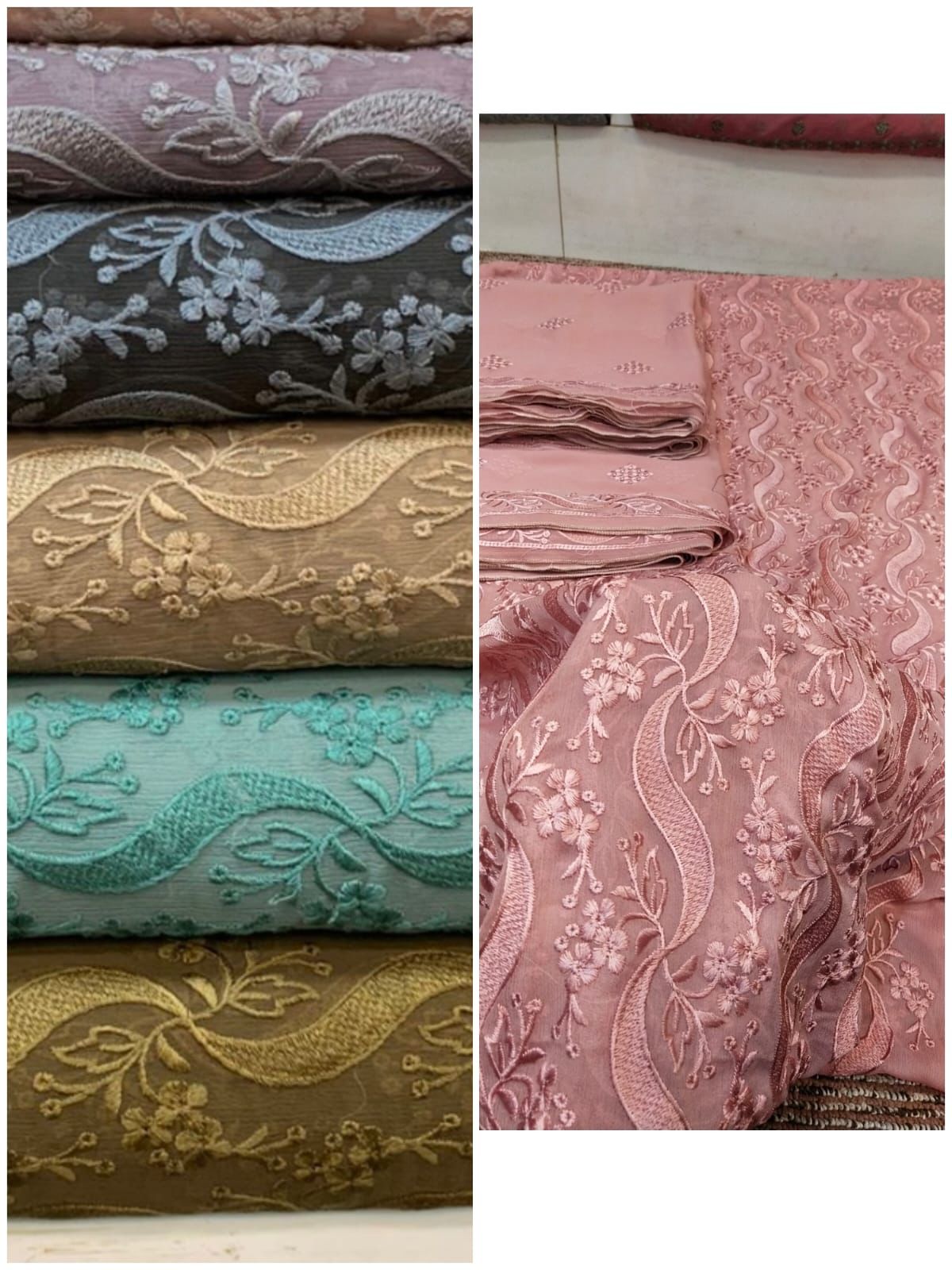 2pc simple embroidery chiffon