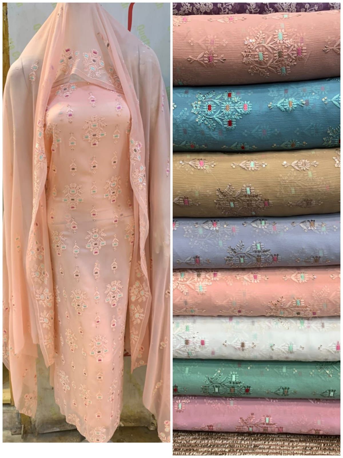 2pc motif style chiffon