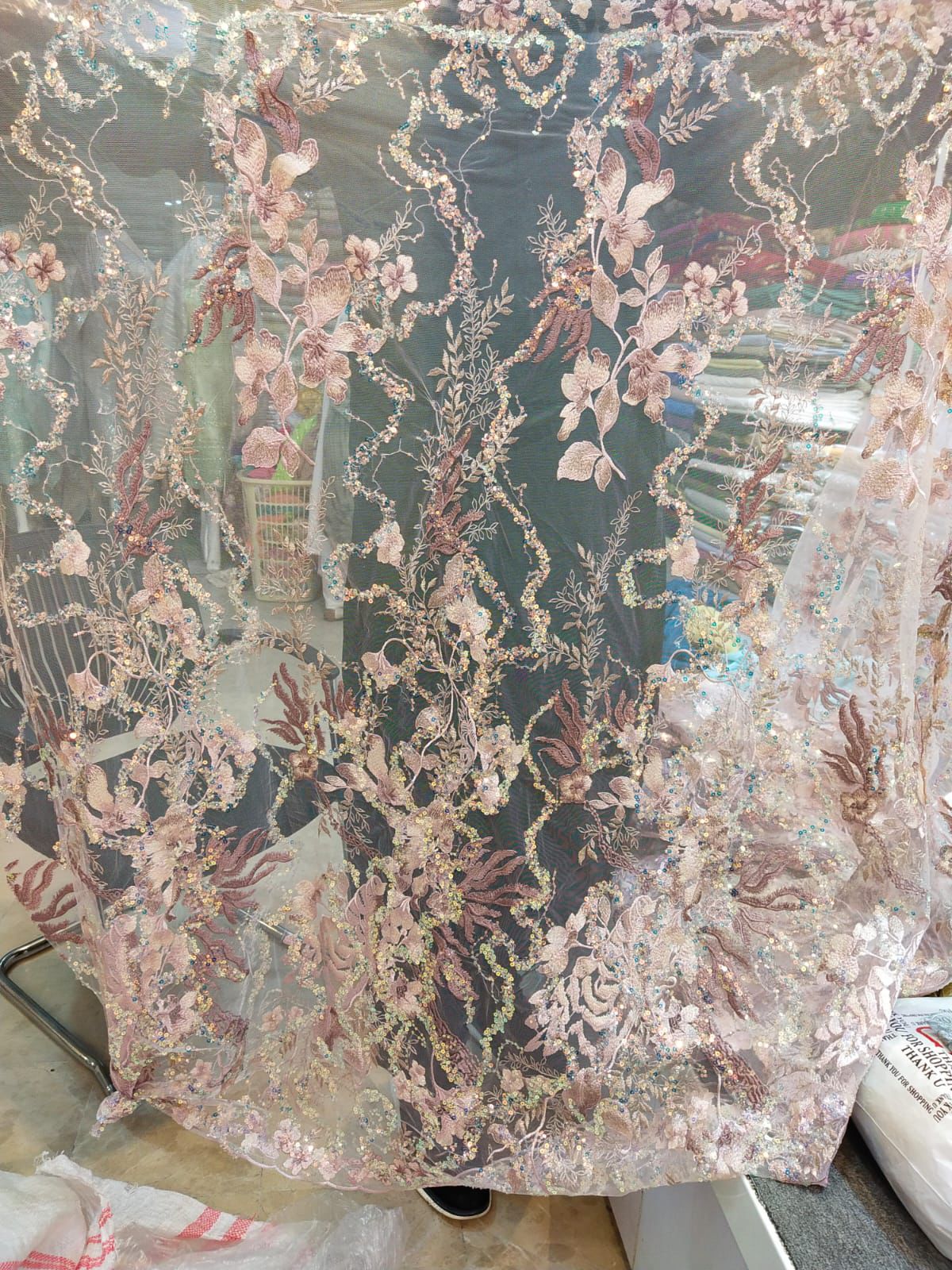 Fancy net cutdana work per yard