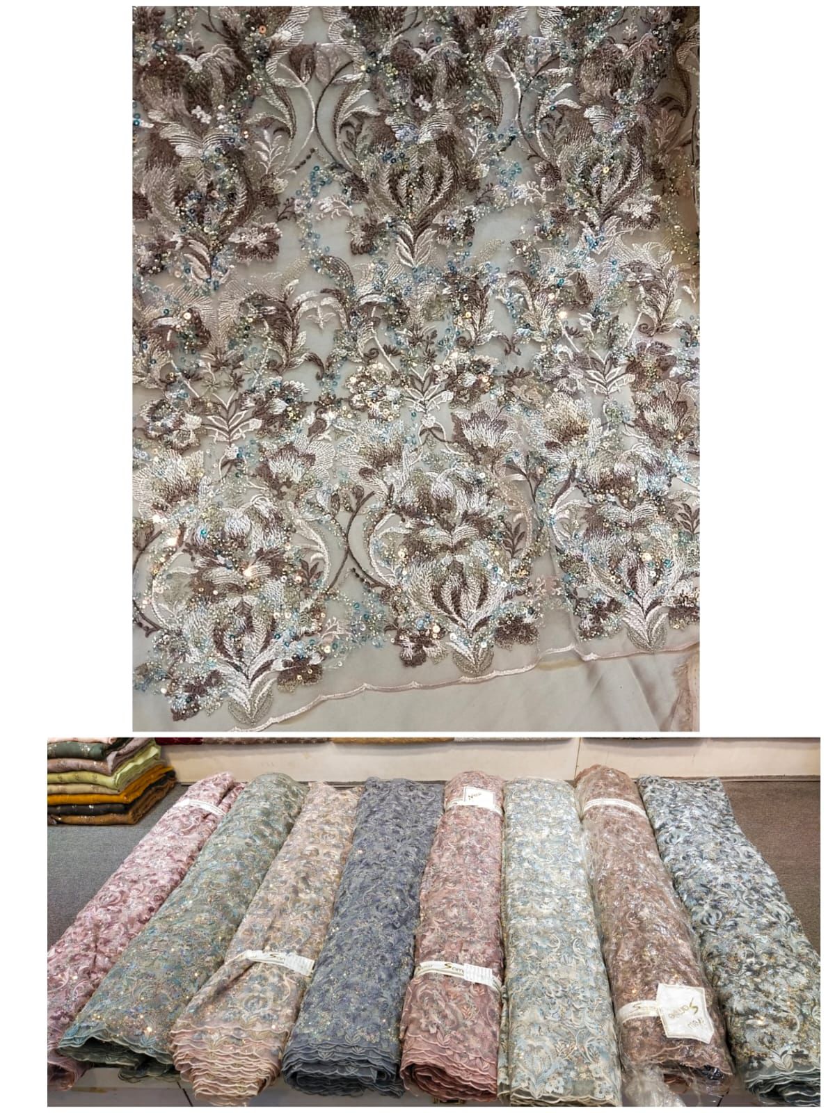 Fancy net cutdana work per yard