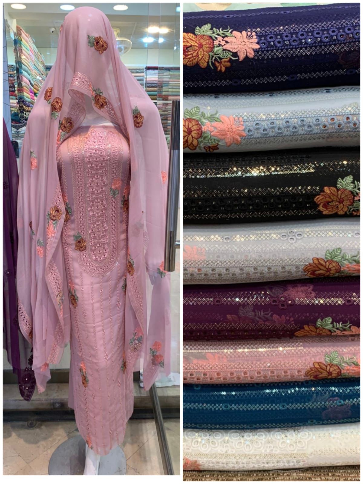 Chiffon 2 Piece with embroidered Neckline