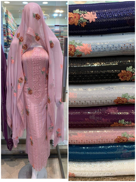 Chiffon 2 Piece with embroidered Neckline