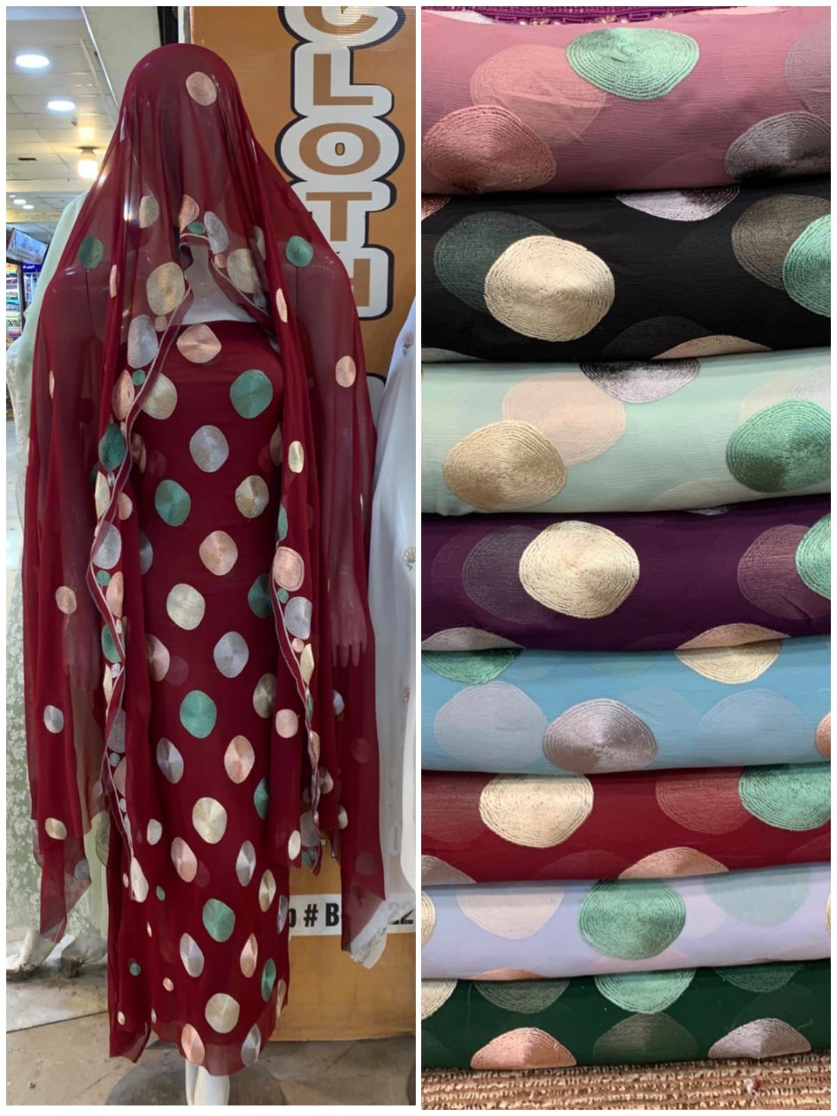 2pc multi embroidery chiffon