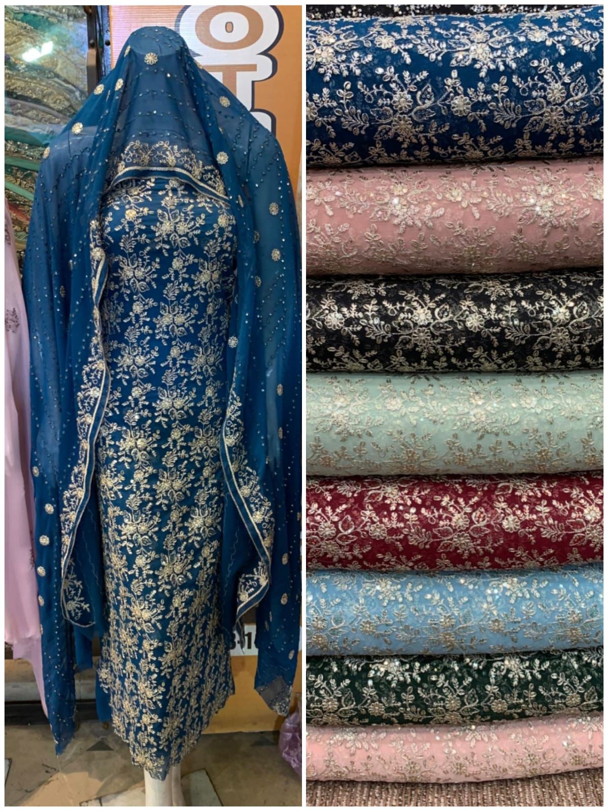 2pc fancy work chiffon