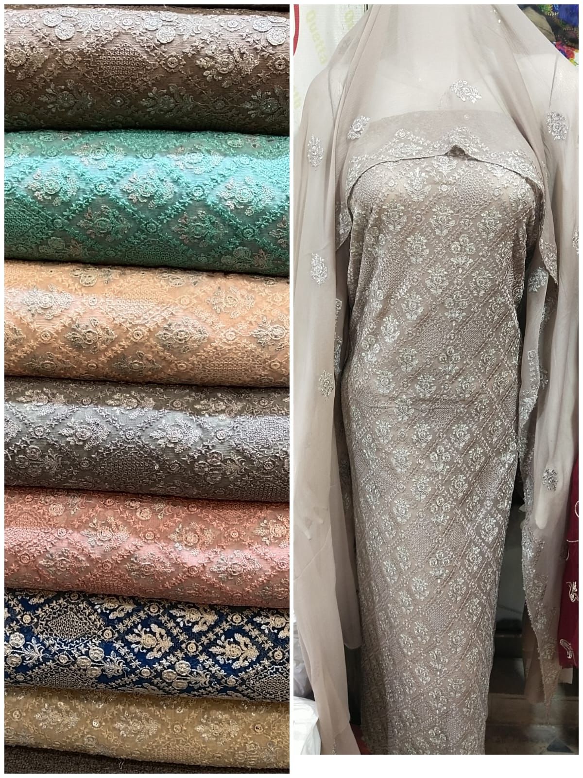 2pc chicken kari work chiffon