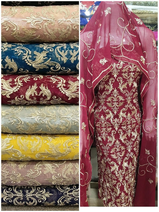 2pc gold Tila work chiffon