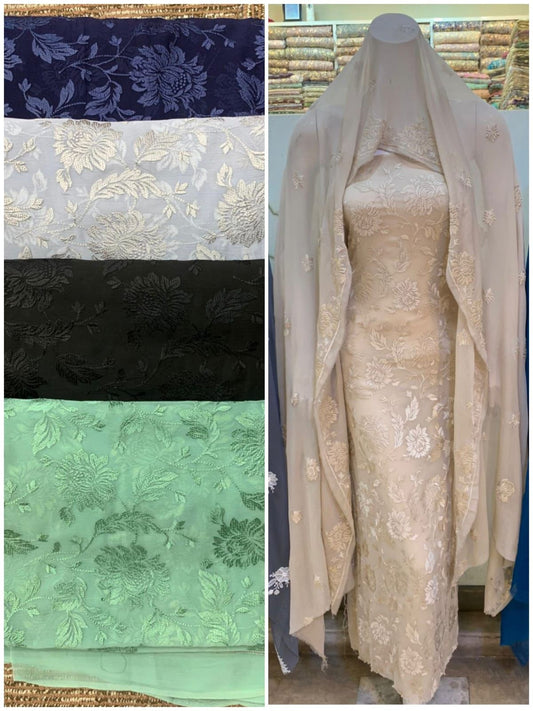 2pc Bareez thread work chiffon
