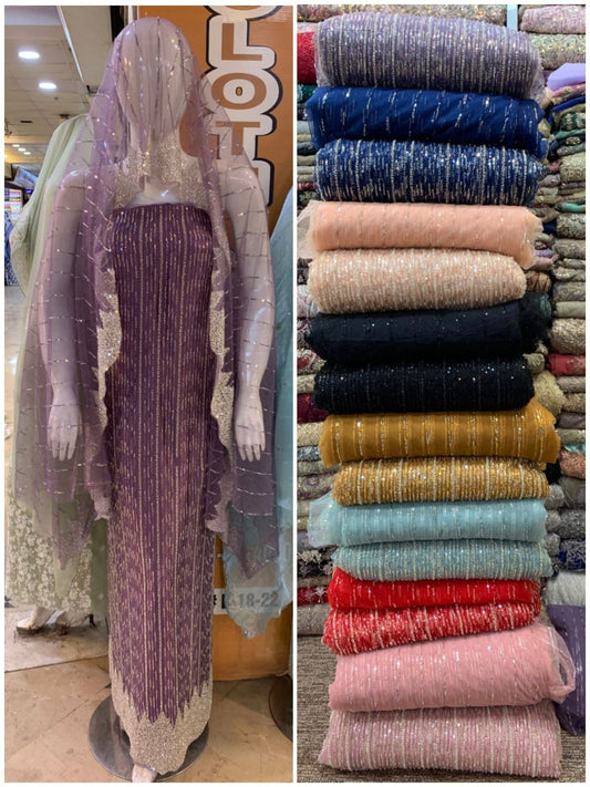 Shirt dupatta of fancy net cut dana work